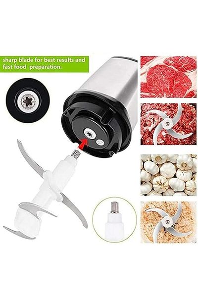 Goishtrie Small Electric Food Chopper 3l , Stainless Steel 400w With 4 Sharp Blades (UK PLUG).