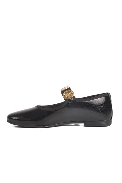 Aspor Women's Ballerinas with Black Patent Leather Belt