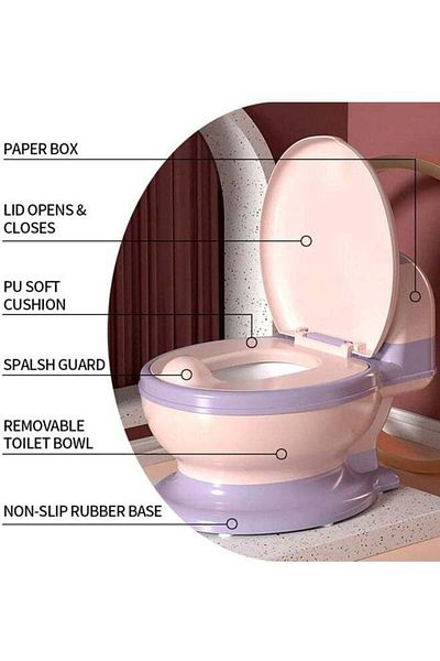 COOYA Potty Training Seat,with Lid & Soft Seat,Removable Toilet Tissue Dispenser & Splash Guard,for Kids