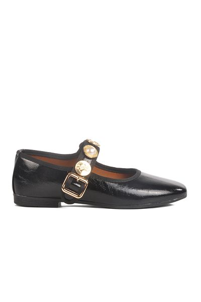 Aspor Women's Ballerinas with Black Patent Leather Belt
