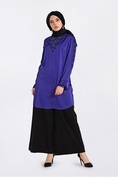 Alvina Stone Detailed Guipure Tunic 4301