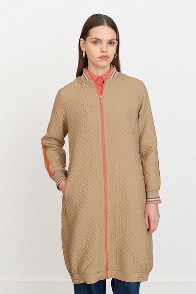 Nihan Thin Quilted Rib Detailed Cap Beige