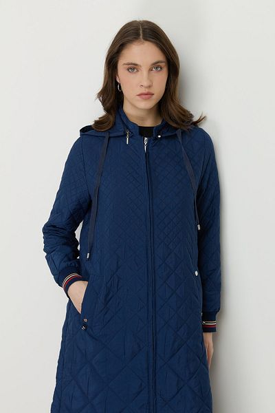 Nihan Thin Quilted Sleeves Ribbed Cap Navy Blue