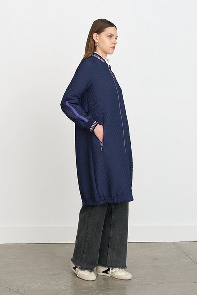 Nihan Thin Quilted Rib Detailed Cap Navy Blue