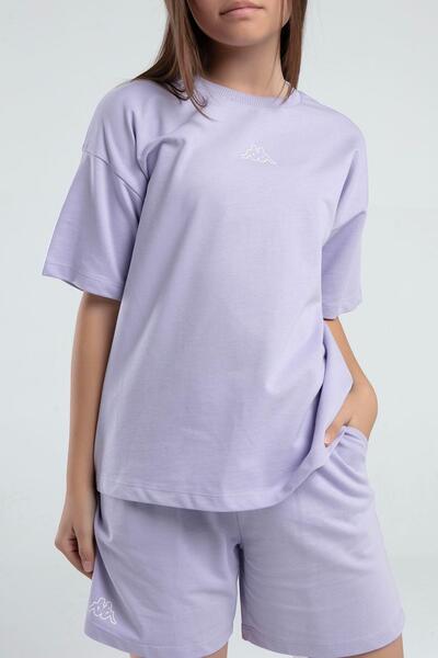 Kappa Logo Kenna Kız Çocuk Lila Regular Fit Tişört Ve Şort Takım