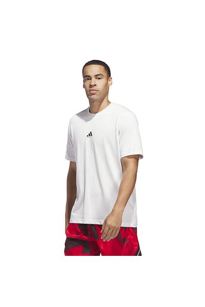adidas Μπλουζάκι μπάσκετ με γραφικό ανδρικό λευκό στρογγυλό λαιμό