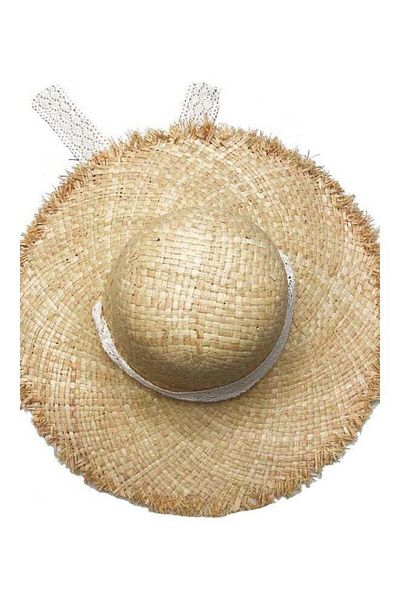 Generic Beach Raffia Straw Hat With Chin Strap Sandy