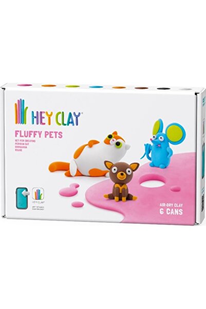 Hey Clay طين جاف بالهواء (صندوق مكون من 6 قطع) - حيوانات أليفة لطيفة (قطط إيراني، فأر، تشيهواهوا)