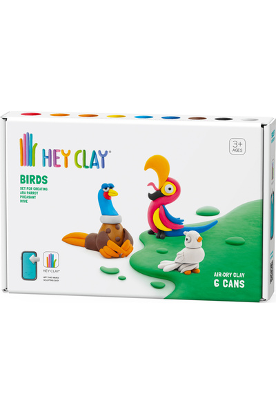 Hey Clay Hava ile Kuruyan Kil (6'lı Kutu) - Kuşlar (Sülün, Papağan, Güvercin)