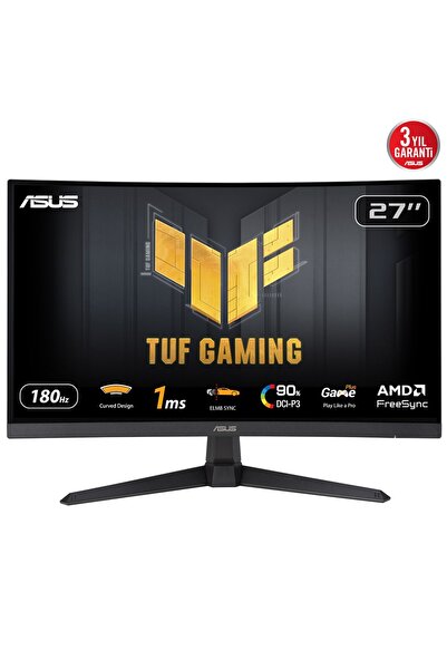 ASUS 27 Inc Tuf Gaming Vg27Vq3B 1Ms 180Hz Freesync Adaptive Sync Curved Va Fhd Gaming (Oyuncu) Monit