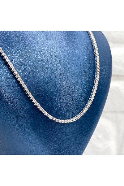 Livora Jewelry Su Yolu Pırlanta Montür Gümüş Gerdanlık - 2MM