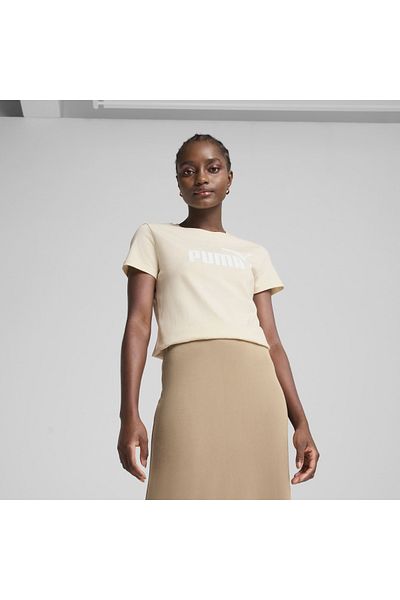 Puma Essentials No 1 Logo Women's Beige Round Neck T-Shirt