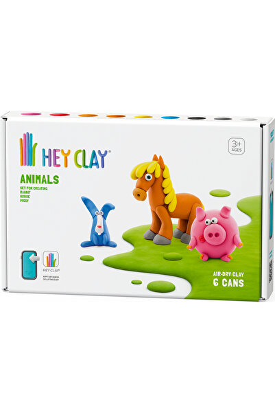 LC Waikiki Hey Clay Air Dry Clay (6-Pack) - Animals (Piglet, Horse, Rabbit)