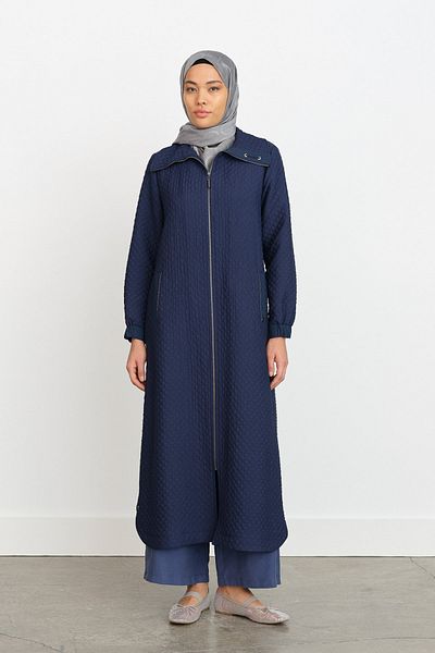 Nihan Thin Quilted Topcoat Navy Blue