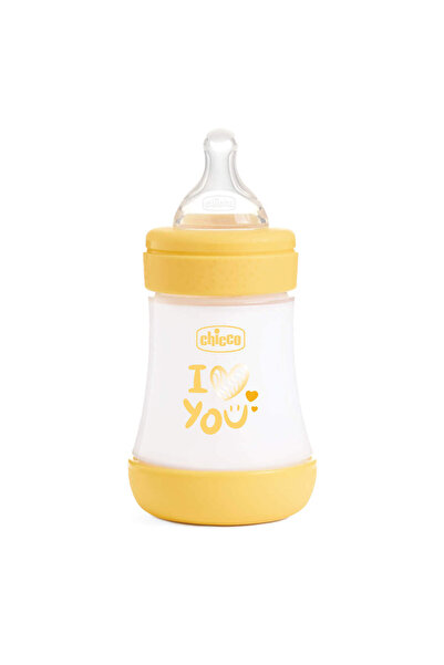 Chicco Perfect 5 Feeding Bottle 150ml Slow Flow 0m Silicone, Yellow