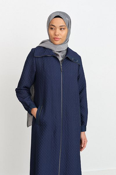 Nihan Thin Quilted Topcoat Navy Blue