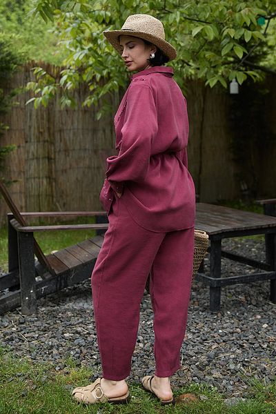 InStyle Costum dublu roșu Claret cu cusătură lungă