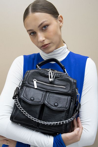 LuviShoes BYN2267 Geantă neagră de zi cu zi pentru femei