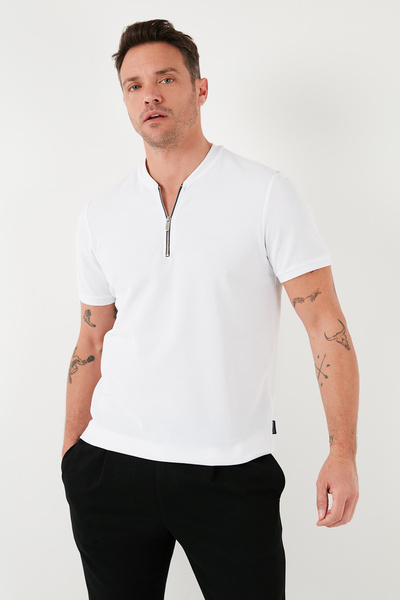 Buratti Ανδρικό μπλουζάκι βαμβακερό μπλουζάκι με μισό φερμουάρ 5902653