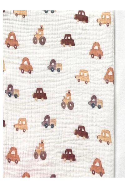 ToprikoKids Baby Cars 100% Organic Cotton 95X100 cm Double Layer Muslin Cover