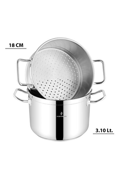 Sofram Atlas 18 cm 3 Parça Buharda Pişirme Tencere Seti