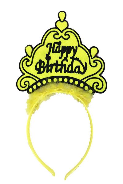 Skygo Happy Birthday Neon Yellow Color Birthday Crown 24x15 cm
