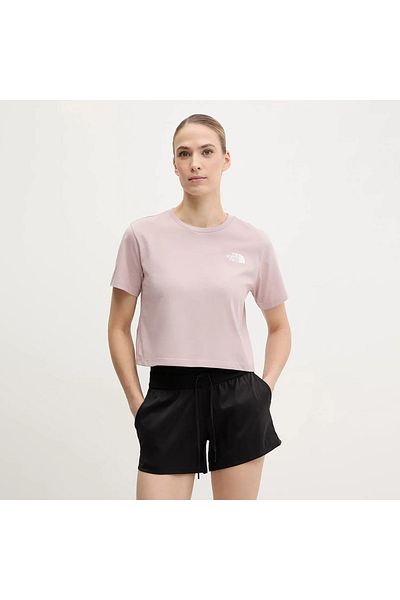 THE NORTH FACE The North Face Simple Dome Cropped Slim Women Pink Round Neck T-Shirt