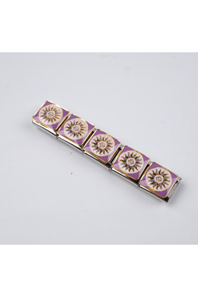 Mercan Aksesuar Mor Etnik Güneş Figürlü 9 Mm Paslanmaz Çelik Italyan Bileklik...