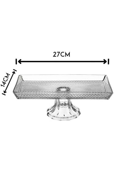 Generic Rectangular Glass Serving Plate with Base, 27x14 cm