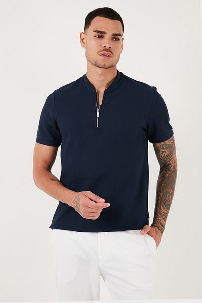 Buratti Tricou cu jumătate de fermoar din bumbac, cu croiala normală, Tricou bărbați 5902653