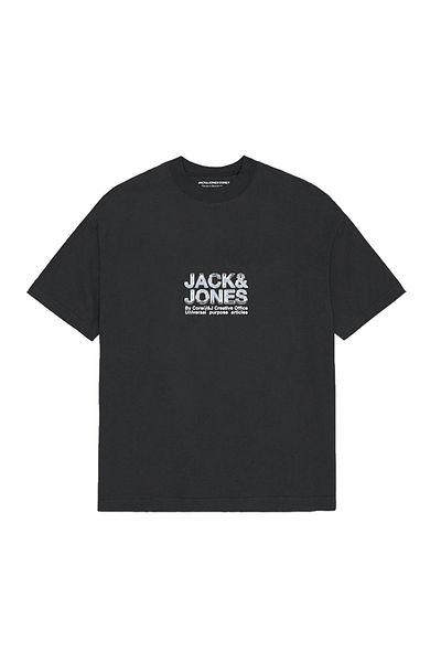 Jack & Jones Čierne pánske tričko s okrúhlym golierom Jack&Jones Dynamic Branding Crew Neck