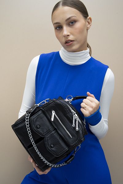 LuviShoes BYN2267 Geantă neagră de zi cu zi pentru femei
