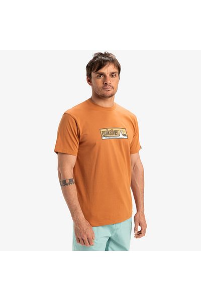 Quiksilver Tricou portocaliu cu gât rotund pentru bărbați Evo Endless Type