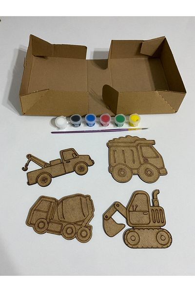 MODAT Wooden DIY Work Machines Painting Kit Educational Montessori Kids Development Toy