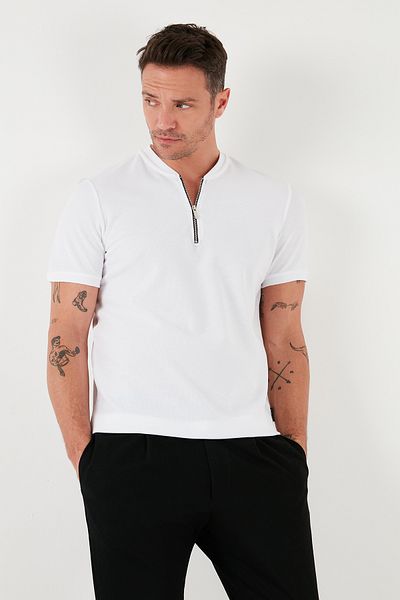 Buratti Tricou cu jumătate de fermoar, bumbac, cu croială normală, tricou bărbați 5902653