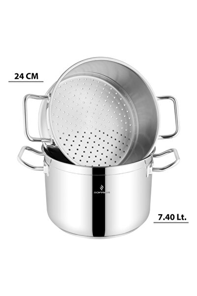 Sofram Atlas 24 cm 3 Parça Buharda Pişirme Tencere Seti