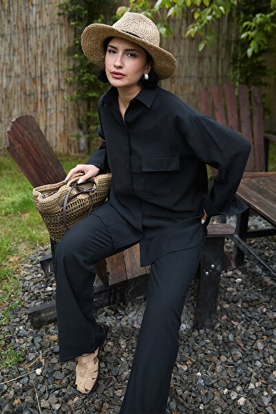 InStyle Pocket Detail Modal Black Double Suit