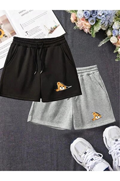 NO 601 Unisex 2 τεμαχίων Classic Bear με φερμουάρ χτενισμένο βαμβακερό σορτς ...