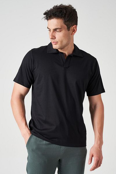 TENA Ανδρικό μπλουζάκι από μαύρο V Patch Single Jersey Fabric
