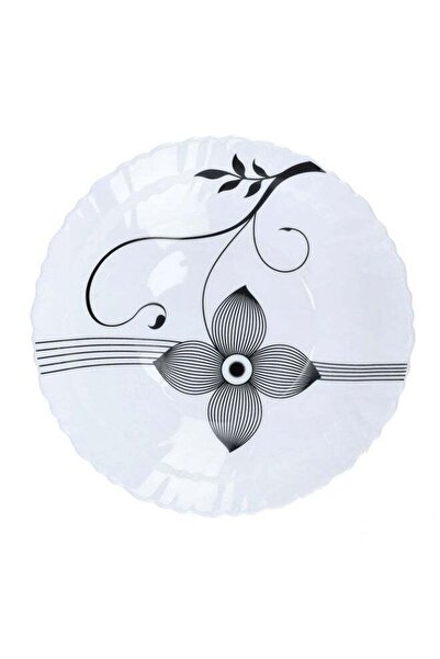 ROYALFORD Floral Printed Opal Soup Plate White/Black 8.5inch