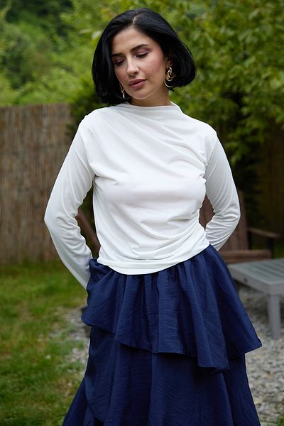 InStyle Bluză albă cu nisip adunată