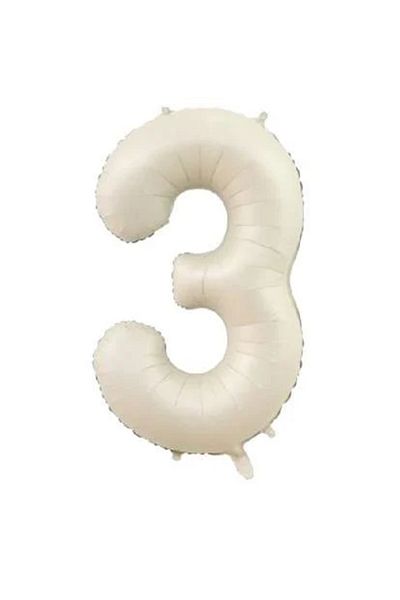 HKNYS 3 Years Old Cream Color Foil Balloon 76 Cm- -Number Number Foil Balloon