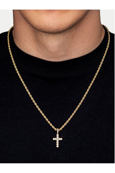 Iced Stuff men's pendant ZAWIESZKA MICRO DIAMOND CROSS gold-colored