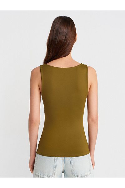 Dilvin 20977 Thick Strap Polyamide Undershirt-Dark Green