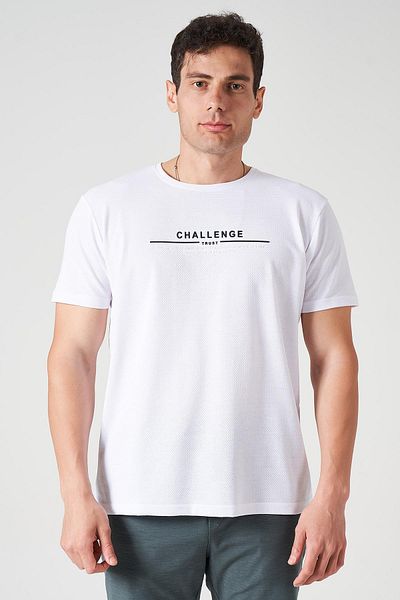 TENA Ανδρικό μπλουζάκι με γραπτό τύπωμα Challenge White Crew Neck Injection