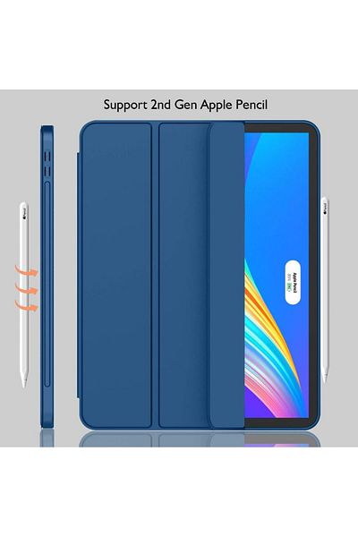 REDz Accessories Husă tip carte cu suport pentru pix pentru Apple iPad Pro 11" (2018-2022), protecție completă, pliabilă, albastru marin