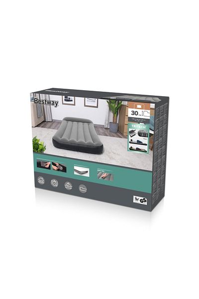 BESTWAY Double Air Mattress with Built-in Electric Pump 1.88m x 99cm x 30cm, 26-67556