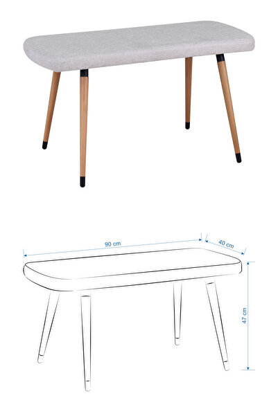 VİLİNZE Deniz Sandalye Dino Bank Argos Ahşap MDF Sabit Mutfak Masası Takımı - 70x120 cm