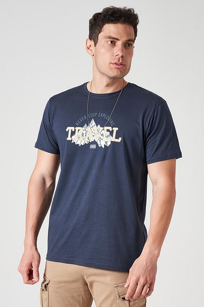 TENA Ανδρικό μπλουζάκι με στάμπα με λαιμόκοψη Navy Blue