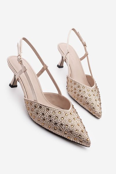 Marjin Boniva Gold – Damen-Stiletto-Schuhe mit spitzer Zehenpartie und Steindetails